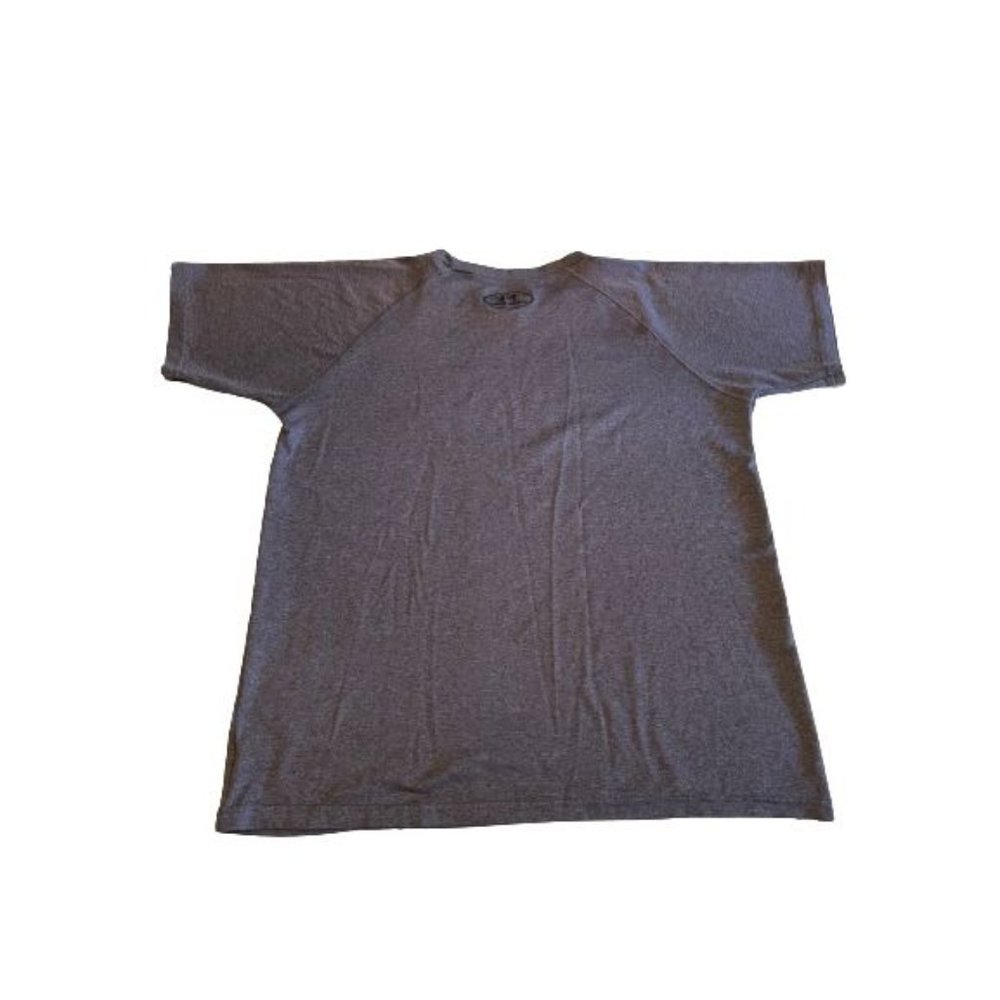 Under Armour HeatGear Gray T Shirt Youth Boys Large Loose Crew Black Logo - Picture 3 of 6